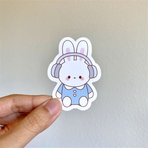 Bunny Headphones Sticker Vinyl Waterproof Sticker Coquette Aesthetic