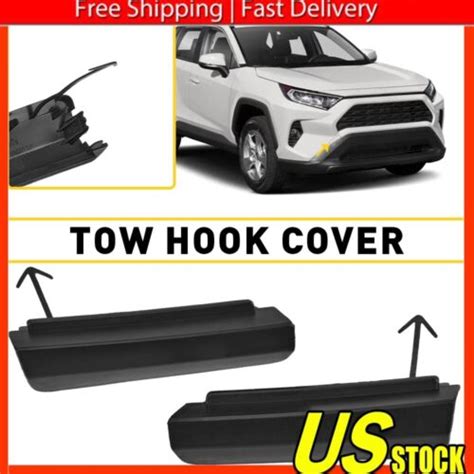 Front Bumper Tow Trailer Hook Eye Cover Cap Pair L R For Toyota Rav