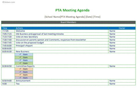 PTA meeting agenda template - Dotxes