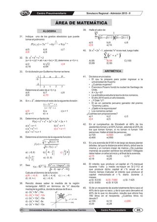 SIMULACRO DE EXAMEN DE ADMISION REGIONAL CPU UNJFSC 09 DE AGOSTO DEL