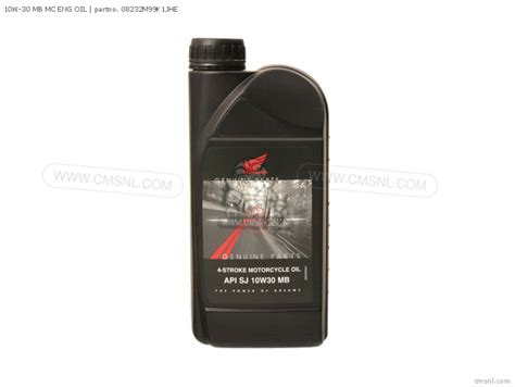 08232M99K1JHE: 10w-30 Mb Mc Eng Oil Honda - buy the 08232-M99K1JHE at CMSNL