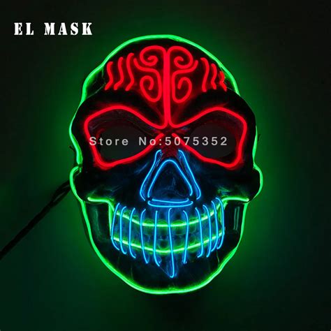 Horror Maska Luminous Glowing Neon El Mask Cosplay Led Mask