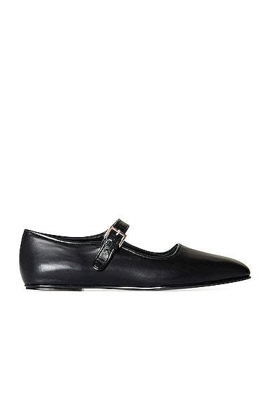 The Row Ava Mary Jane Flats In Black FWRD Black Mary Jane Flats