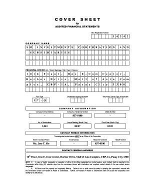 Cover Sheet For Audited Financial Statements Word Format Fill Online