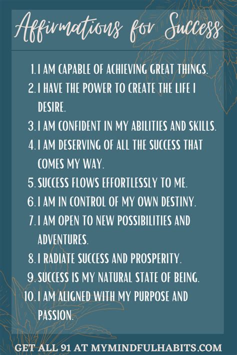 91 Positive Affirmations for Success in Life