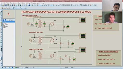 Simulasi Rangkaian Dioda Penyearah Gelombang Penuh Full Wave Rectifier