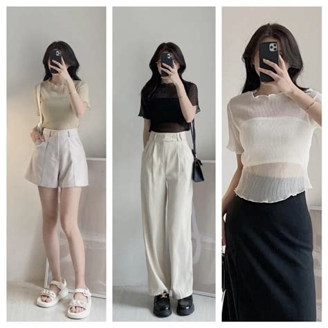 Set sơ mi voan to kèm áo quây hot trend store vn AoVoanHotred P Shopee Việt Nam