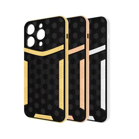 24K Gold iPhone 15 16 Pro Max Rhodium Case – Ultimate Luxury | Leronza