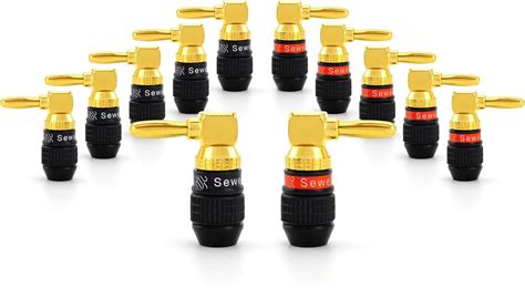 Sewell Deadbolt Right Angle Banana Plugs 6 Pairs Quick Connect Gold