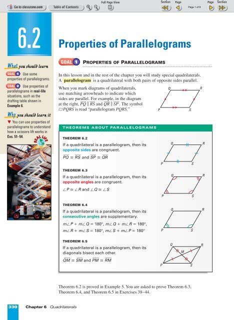 Geometry 62 Properties Of Parallelograms