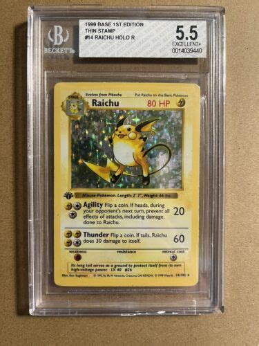 Pok Mon Raichu Base Set Holo St Edition Bgs Thin Stamp Ebay