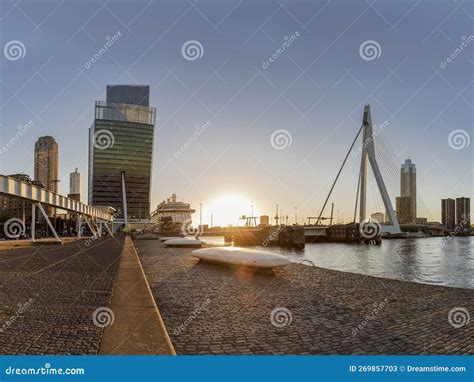 Rotterdam Skyline during Sunset Editorial Stock Photo - Image of ...