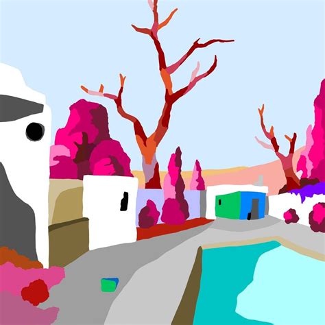 The pool house pop art landscape 2017 Digital Art Giclée by