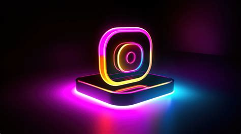 Illuminated Background Instagram Neon Icon Isolated On Dark Backgrounds