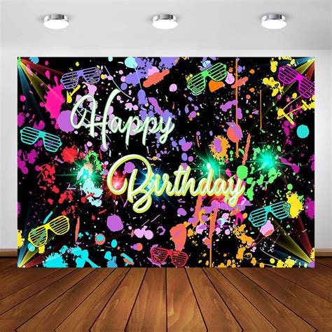 Buy Avezano Neon Birthday Party Backdrop 7x5ft Glow In The Dark