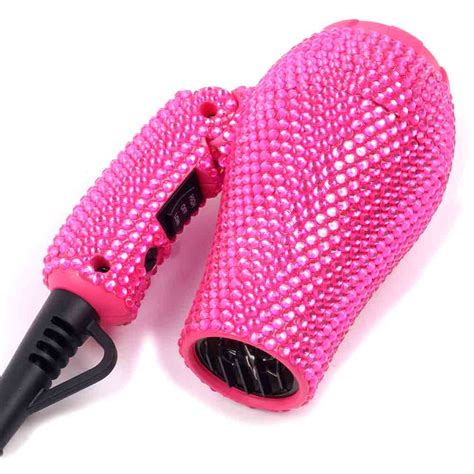 Hot Pink Crystal Foldable Travel Mini Hair Blow Dryer