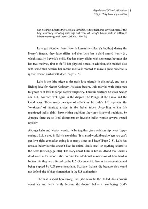 Analyzing Lulu Nanapush Story PDF