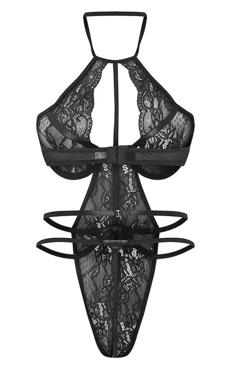 Body Lingerie Dos Nu En Dentelle Délicate Noire À Armatures Prettylittlething Fr