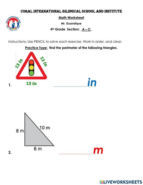 Perimeter Of Triangles Worksheet Live Worksheets Worksheets Library