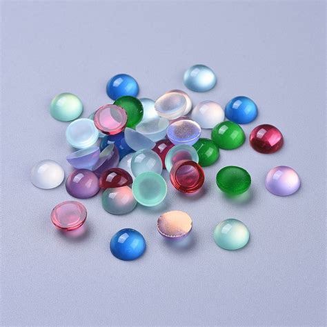 Honeyhandy Translucent Resin Cabochons Half Round Dome Mixed Color