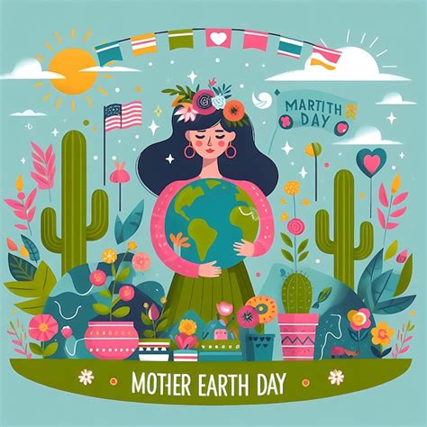 Premium Photo A Poster For Earth Day With A Woman Holding A Globe And