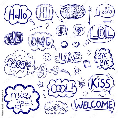 VECTOR set of hand drawn comic elements, outline Stock Vector | Adobe Stock