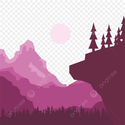 Wallpaper Landscape Mountain Vector Art PNG, Purple Mountain Vector Landscape Design Wallpaper ...