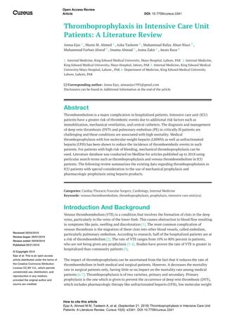 Thromboprophylaxis In Icu Patient Pdf