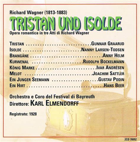 Tristan Und Isolde Richard Wagner Karl Elmendorff Orchester Der