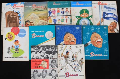 Lot Detail 1954 64 Milwaukee Braves Yearbook Collection Lot Of 11