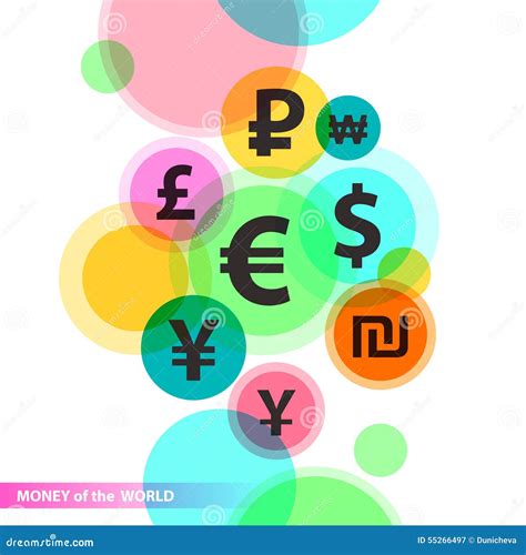 Currencies Of Different Countries In The Style Of Flat Stock Vector