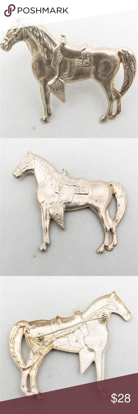 Western Cowboy Rodeo Horse Sterling Silver Brooch Sterling Silver