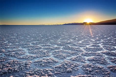 Salar De Uyuni Uyuni Salt Flats At Sunset Potosi Bolivia Stock Image