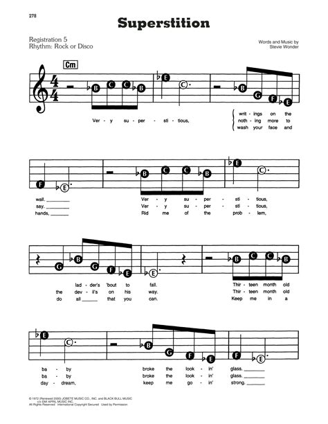 Superstition Sheet Music Stevie Wonder E Z Play Today