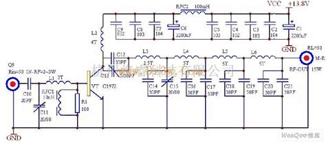 线性放大电路中的调频发身机主频功率放大器电路图 将睿