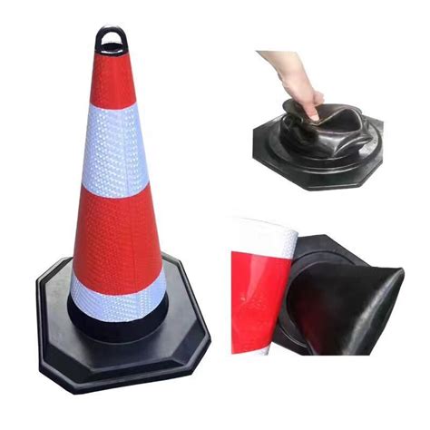 750mm All Reflective Flexible Rubber Traffic Cones Rubber Traffic