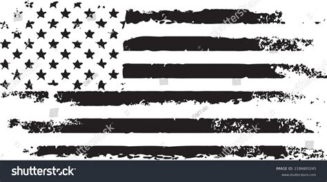 Usa Flag Black White Torn Grunge Stock Vector Royalty Free 2186805245