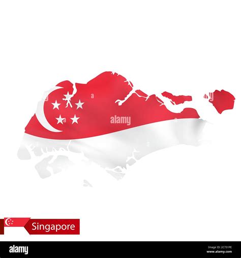 Mapa de Singapur con bandera de país Ilustración vectorial Imagen