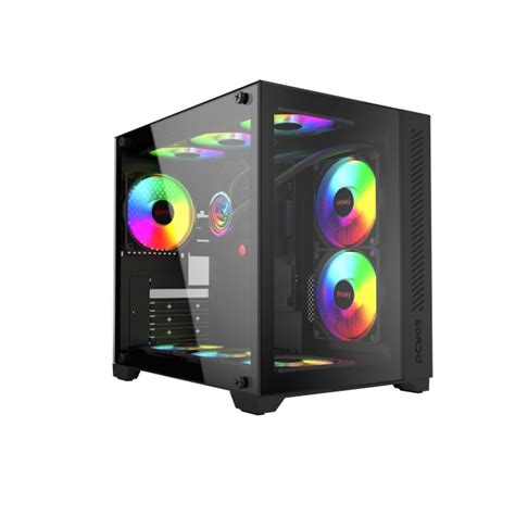 Gabinete Gamer Pcyes Forcefield Black Vulcan Mid Tower Lateral E