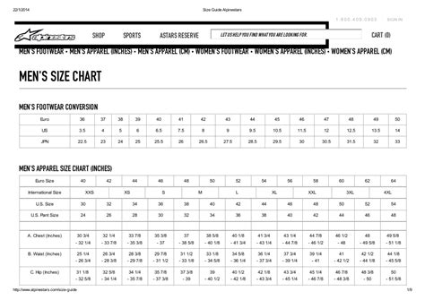 Alpine Footwear And Apparel Ski Size Chart Download Printable Pdf Templateroller