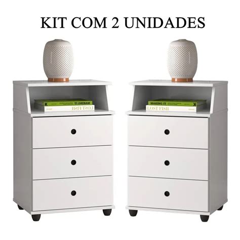 Kit Mesas De Cabeceira Luxo New Para Quarto Gavetas E Nicho