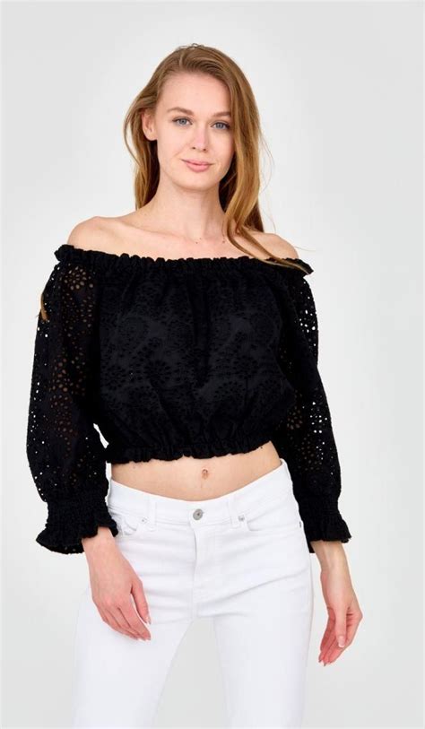 Guess Crop Top Czarny Ceny I Opinie Ceneo Pl