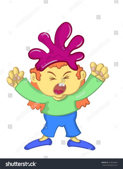 Yelling Little Cute Kid Stock Vector Illustration 129544064 : Shutterstock