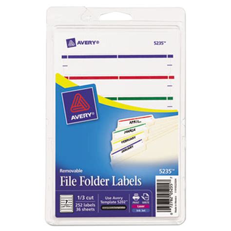 Avery 5235 2 3 X 3 7 16 Removable Assorted Color File Folder Labels