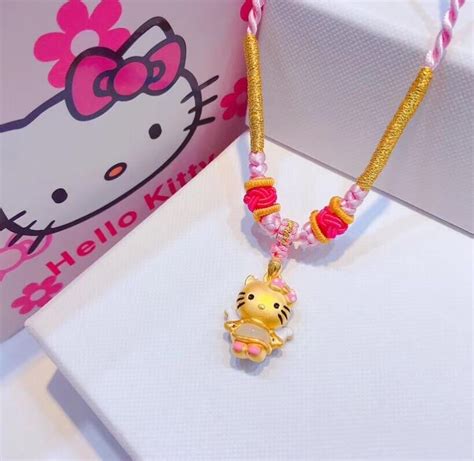 18k Gold Hello Kitty Pendant Necklace Cat Pendants 18k Gold Jewelry