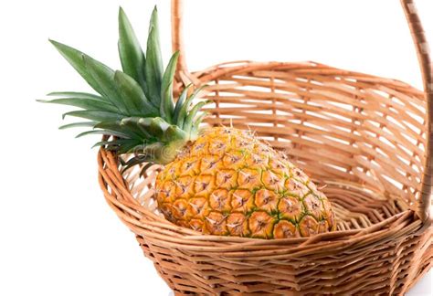 Ripe Whole Pineapple Isolated On The White Stock Image Image Of White