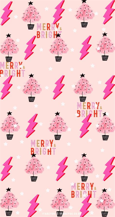 Preppy Christmas Wallpaper Ideas Merry Bright Pink Christmas