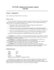 Project Assignment Pdf Cive Engineering Economic Analysis