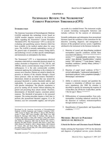 The Neurometer Cpt American Association Of Neuromuscular