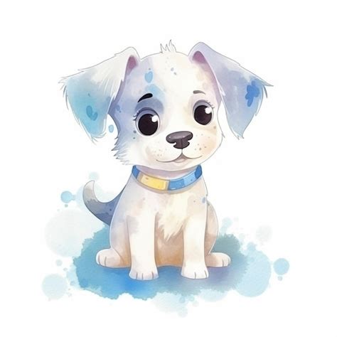 Desenho Em Aquarela De Um Cachorrinho Aquarelas Foto Premium